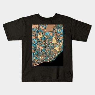 Lisbon Map Pattern in Mid Century Pastel Kids T-Shirt